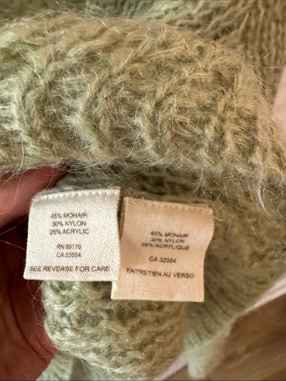 Free People Mohair Blend Cropped Cardigan Sage Green Button Front M - Picture 3 of 8